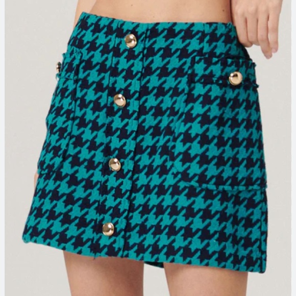 Storets 3 piece houndstooth tweed skirt crop top jacket set - Picture 6 of 6